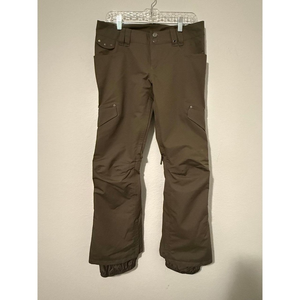 Burton The White Collection Dry Ride Womens Snowboard Pants Army Green Medium